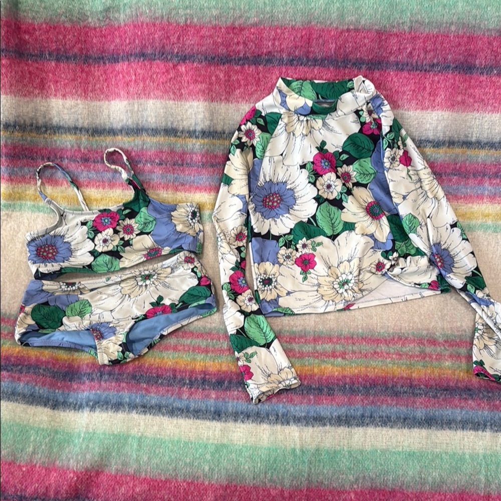 Gap Kids Floral Swim Set with Rash Guard